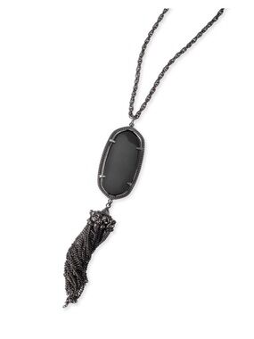 Kendra Scott Black Elle Pendant Necklace with Chain Tassel